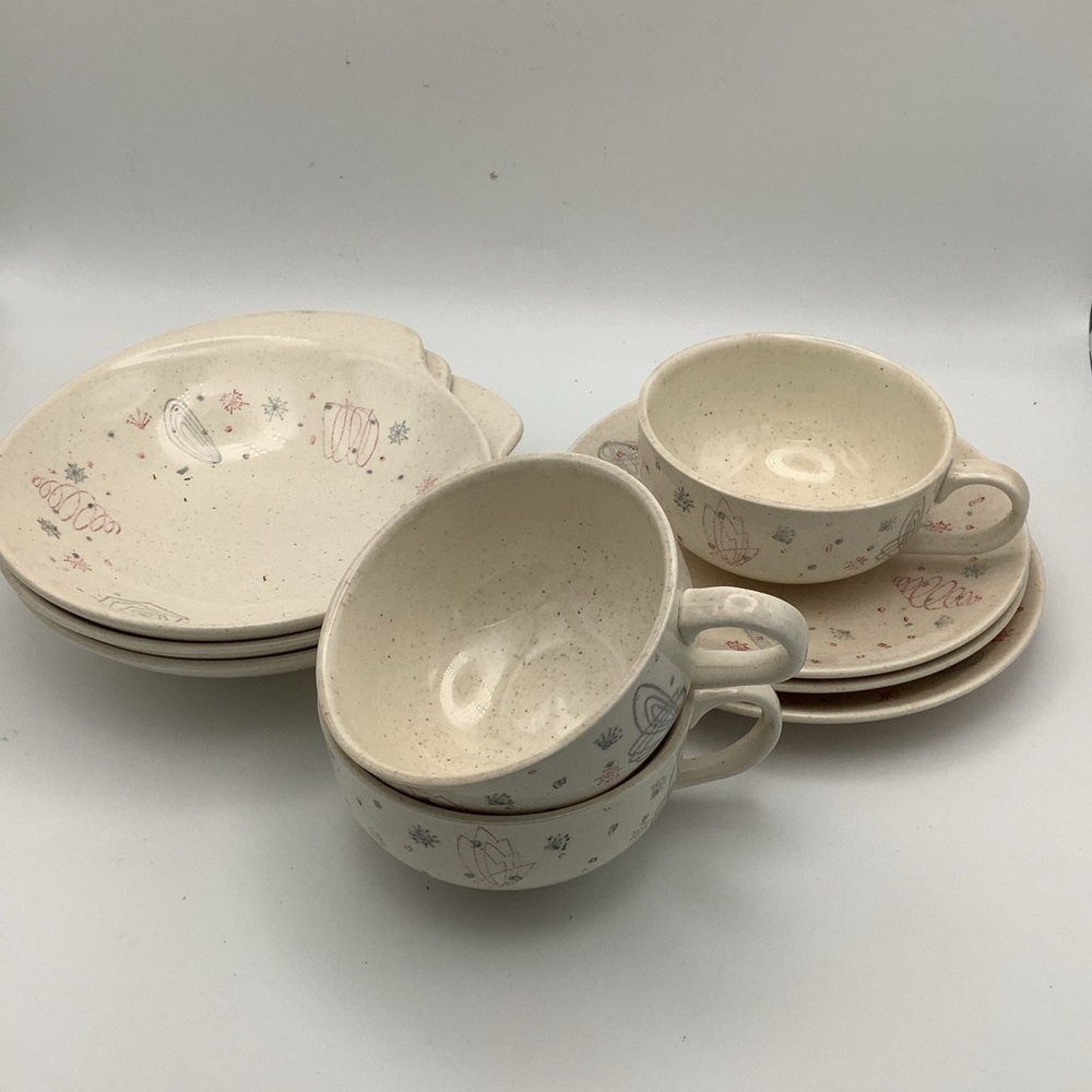 Mid Century Royal China Interlude Three Each Bowls, Cups and Saucers